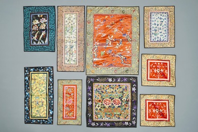 Une broderie &agrave; d&eacute;cor de canards mandarins et un ensemble de petites broderies, 19/20&egrave;me
