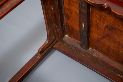 A Chinese elm wood "official's hat" armchair, 19th C.