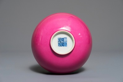 A Chinese monochrome puce-enamelled bowl, Jiaqing mark, 19/20th C.