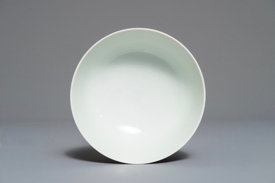 A Chinese monochrome puce-enamelled bowl, Jiaqing mark, 19/20th C.