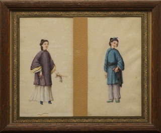 Nine Chinese Cantonese rice paper paintings, 19th C.