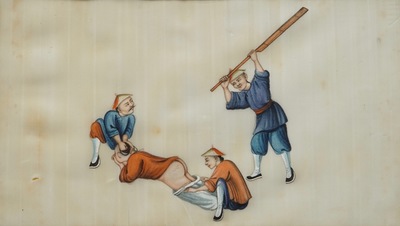 Nine Chinese Cantonese rice paper paintings, 19th C.