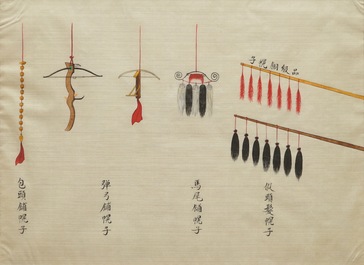 Eight Chinese paintings of ornaments and symbols, 19th C.