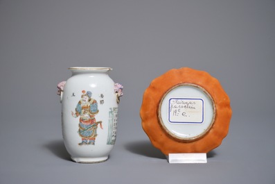 Un lot vari&eacute; en porcelaine de Chine famille rose, 19&egrave;me