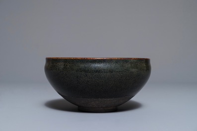 A Chinese Cizhou oil spot glazed bowl, Jin/Yuan style, 19/20th C.