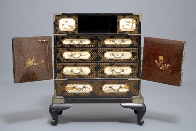 A Japanese gilt-lacquered and Shibayama ivory cabinet, Meiji, 19th C.
