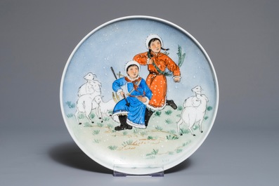 A group of Chinese Cultural Revolution plates and vases, 20th C.