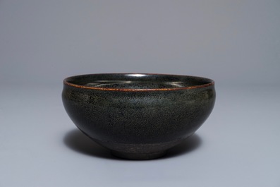 A Chinese Cizhou oil spot glazed bowl, Jin/Yuan style, 19/20th C.