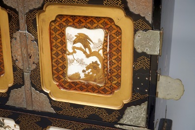 A Japanese gilt-lacquered and Shibayama ivory cabinet, Meiji, 19th C.