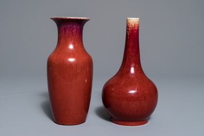 Two Chinese oxblood-glazed vases, 19th C.