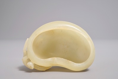 A Chinese jade calligraphy water jar with spoon, 19/20th century