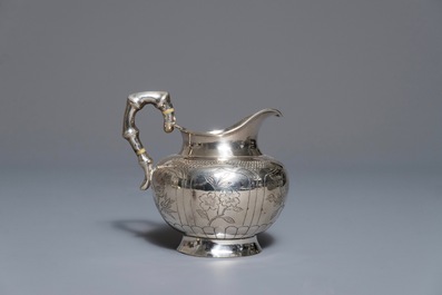 A Chinese silver-plated tea service on tray, Republic, 1st half 20th C.