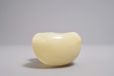 A Chinese jade calligraphy water jar with spoon, 19/20th century