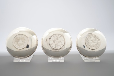 Nine Chinese silver coin bowls, mark of Wang Hing, 19/20th C.