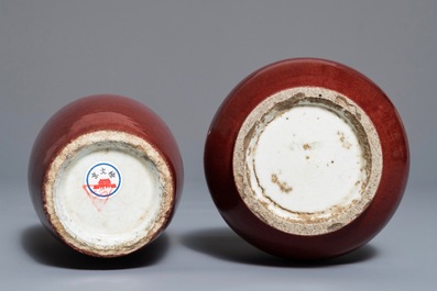 Two Chinese oxblood-glazed vases, 19th C.