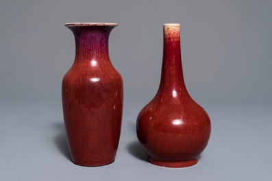 Two Chinese oxblood-glazed vases, 19th C.