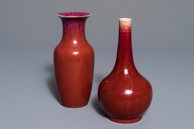 Two Chinese oxblood-glazed vases, 19th C.