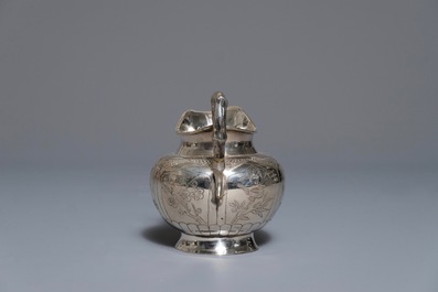 A Chinese silver-plated tea service on tray, Republic, 1st half 20th C.