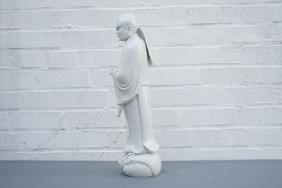 Un mod&egrave;le de Damo en porcelaine blanc de Chine de Dehua, marque de Boji yuren, 19&egrave;me