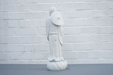 Un mod&egrave;le de Damo en porcelaine blanc de Chine de Dehua, marque de Boji yuren, 19&egrave;me