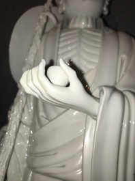 Un mod&egrave;le de Damo en porcelaine blanc de Chine de Dehua, marque de Boji yuren, 19&egrave;me