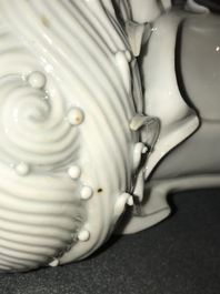 Un mod&egrave;le de Damo en porcelaine blanc de Chine de Dehua, marque de Boji yuren, 19&egrave;me