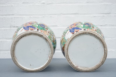 A pair of famille verte style warrior vases, Samson, Paris, 19th C.