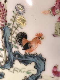 A Chinese famille rose plaque with boys in a landscape, Guangxu mark, Republic, 1st half 20th C.