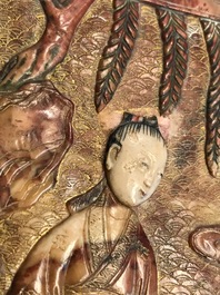Un porte-pinceaux en pierre &agrave; savon sculpt&eacute;e, Chine, Kangxi