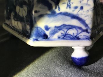 A rare Chinese blue and white "Europa and the bull" coffee pot, Kangxi