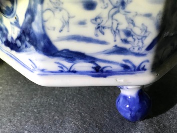 A rare Chinese blue and white "Europa and the bull" coffee pot, Kangxi