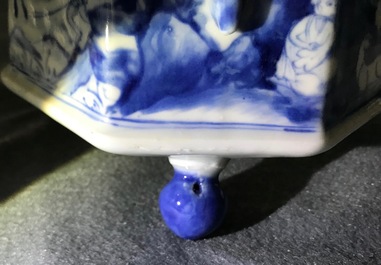 A rare Chinese blue and white "Europa and the bull" coffee pot, Kangxi