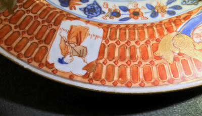 A Chinese Imari-style plate after Cornelis Pronk: &ldquo;Dames au Parasol", Qianlong, ca. 1736-1738