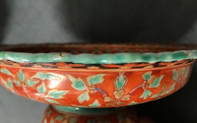 Three Chinese Bencharong-style footed bowls for the Thai market, 19th C.