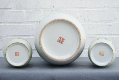 Four Chinese famille rose vases, Republic, 20th C.