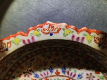 Three Chinese Bencharong-style footed bowls for the Thai market, 19th C.