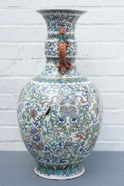 A Chinese doucai baijixiang vase, Qianlong mark, 20th C.