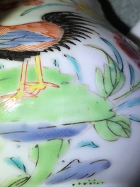 A Chinese famille rose teapot with roosters, Yongzheng
