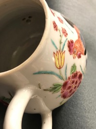 A Chinese famille rose teapot with roosters, Yongzheng