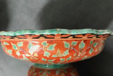 Three Chinese Bencharong-style footed bowls for the Thai market, 19th C.