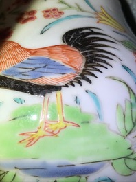 A Chinese famille rose teapot with roosters, Yongzheng