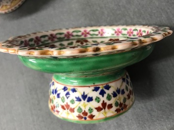 Three Chinese Bencharong-style footed bowls for the Thai market, 19th C.