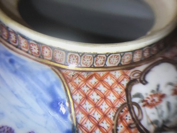 A rare Chinese famille rose rectangular 'Mandarin' teapot and cover, Qianlong