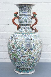 A Chinese doucai baijixiang vase, Qianlong mark, 20th C.