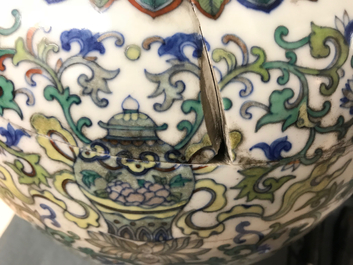 A Chinese doucai baijixiang vase, Qianlong mark, 20th C.