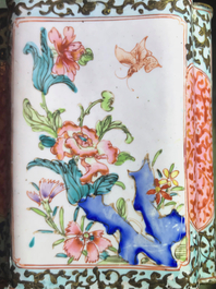 A Chinese Canton enamel tea caddy and cover, Qing