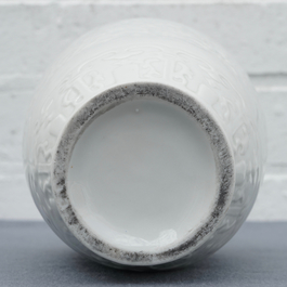 Een Chinese blanc de Chine vaas met reli&euml;fdecor, 19/20e eeuw