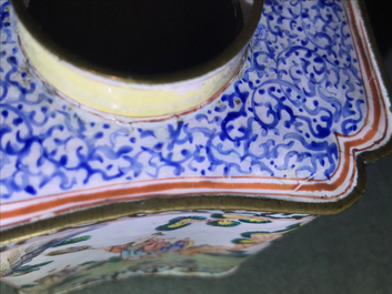 A Chinese Canton enamel tea caddy and cover, Qing
