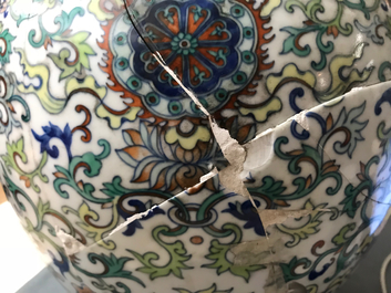 A Chinese doucai baijixiang vase, Qianlong mark, 20th C.