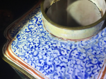 A Chinese Canton enamel tea caddy and cover, Qing